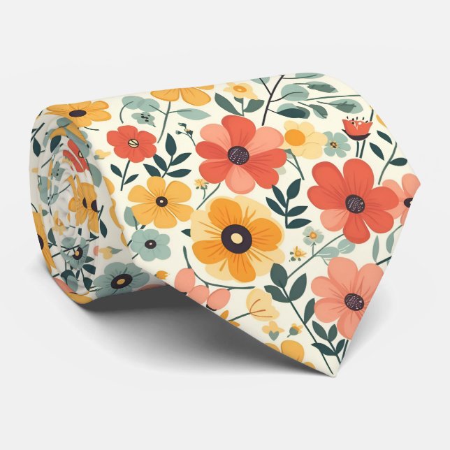 Retro Flowers on Lemon Gult Slips (Rullad)
