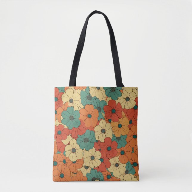 Retro Flowers på 1970-talet Tygkasse (Framsida)