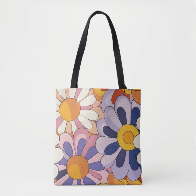 Retro Flowers på 1970-talet Tygkasse (Framsida)