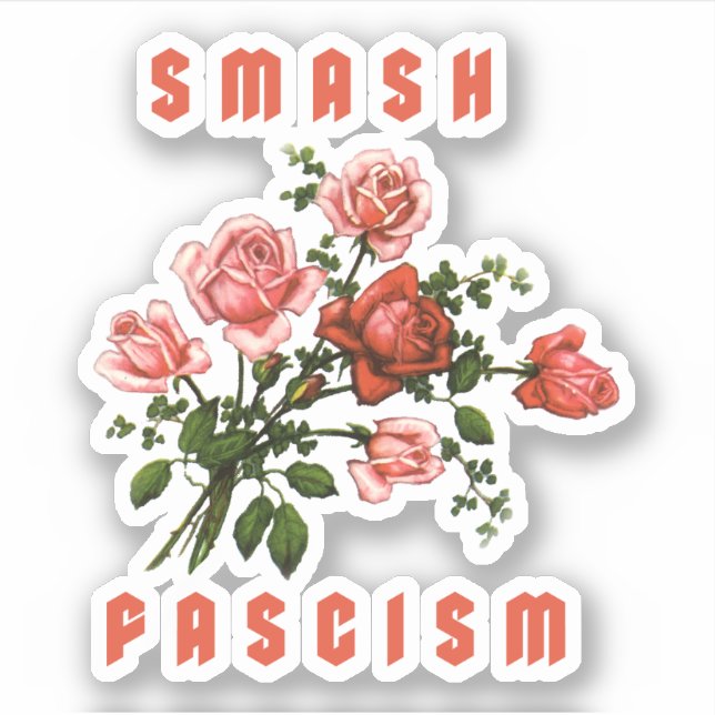 Retro Flowers - Smash Fascism Klistermärken (Framsida)