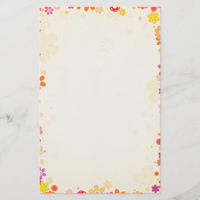 Retro Flowers Stationary Brevpapper (Framsida)