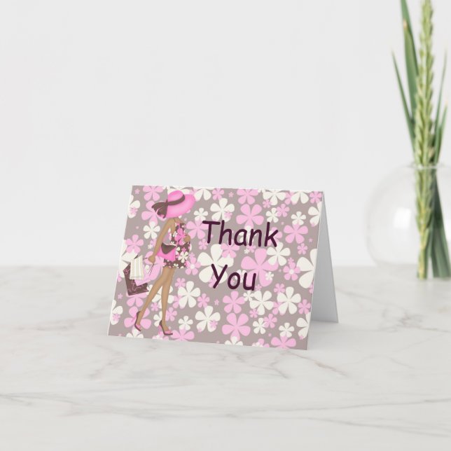 Retro Flowers Tack Notecard (Rosa AA) (Framsida)