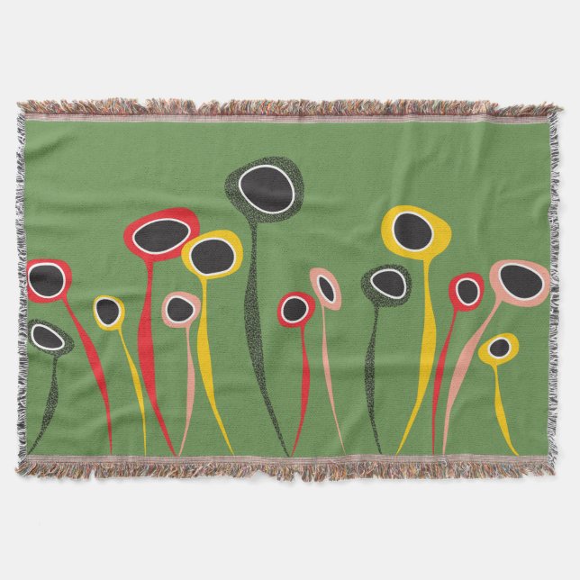 Retro Flowers Throw Blanket Blanket Filt (Framsidan)