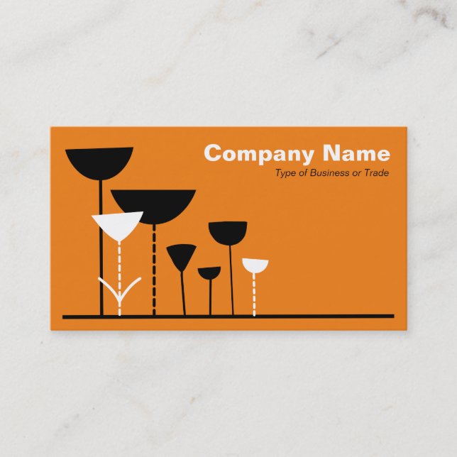 Retro Flowers v2 - Orange Visitkort (Framsida)