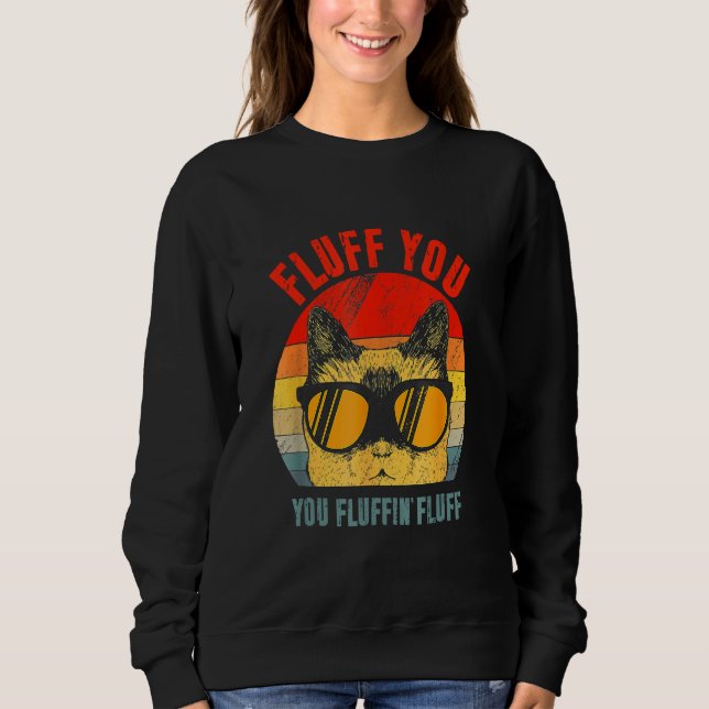 Retro Fluff You You Fluffin Fluff  Meowy Cat T Shirt (Framsida)
