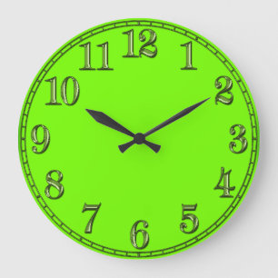Retro Fluoro Lime-Grönt Biet Stor Klocka
