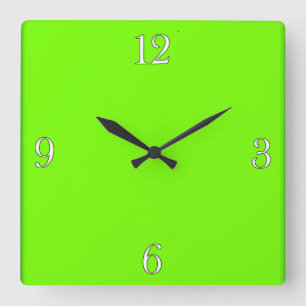 Retro Fluoro Lime-Grönt Collection Fyrkantig Klocka