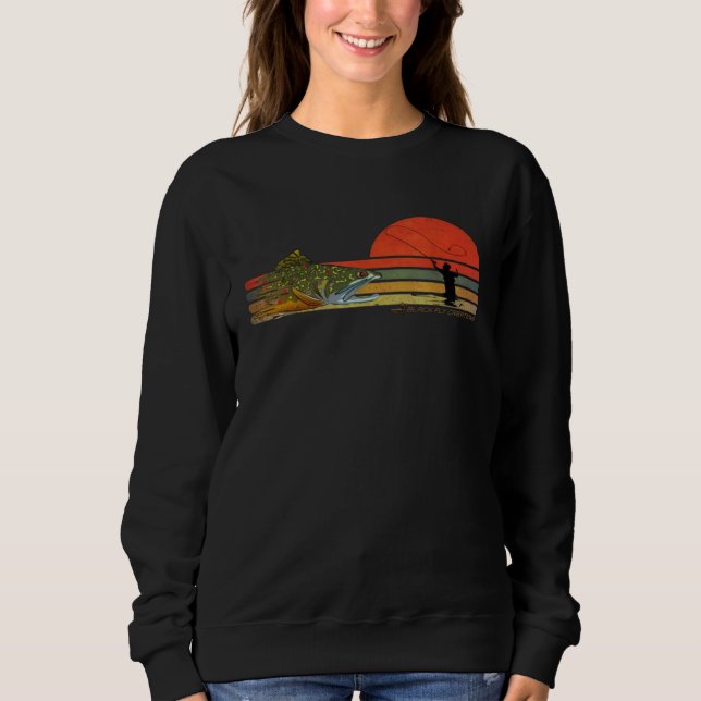 Retro Fly Fishing Brook Trout By Black Fly T Shirt (Framsida)