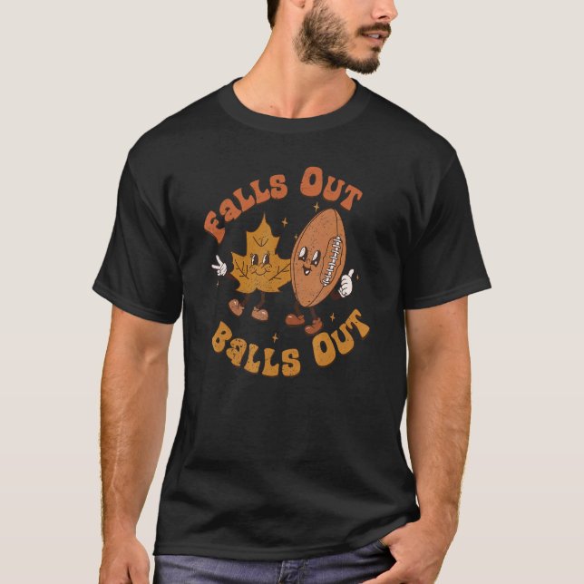 Retro flyger ut Bollar ut ur Höst löv-fotboll H T Shirt (Framsida)