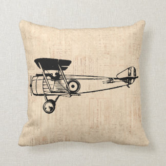Retro Flygplan Illustrated Art Aviation Themed Kudde