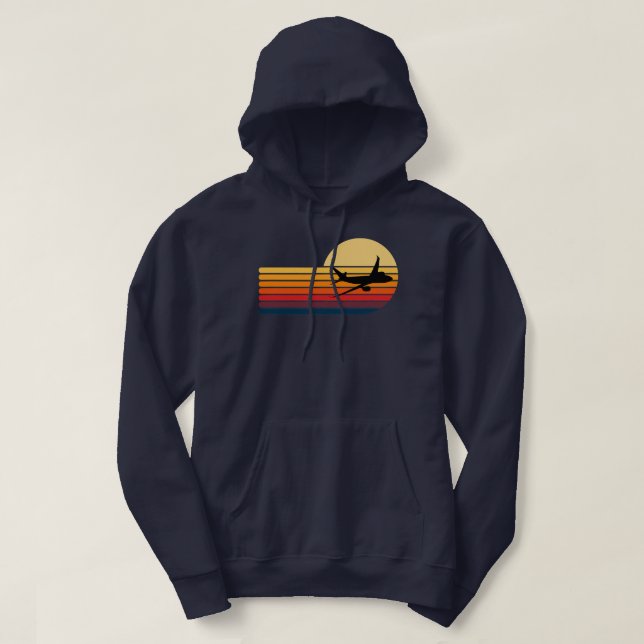 Retro Flygplan Sunset Retro Flygplan Flies Vintage Hoodie (Design framsida)
