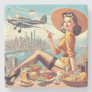 Retro-flygplanets uppritningsillustration stenunderlägg