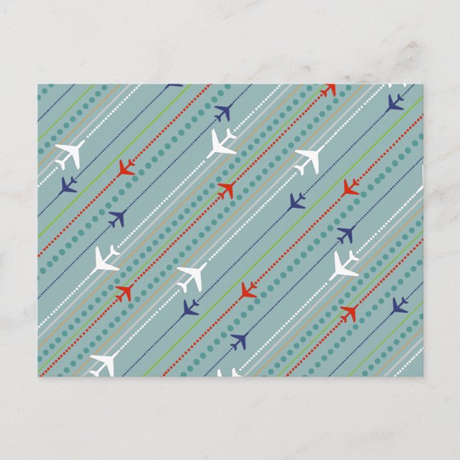 Retro flygplanmönstervykort vykort (Framsida)