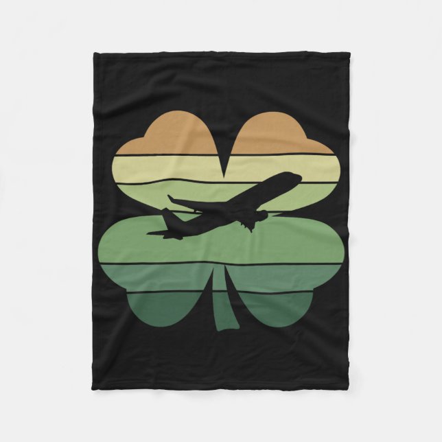 Retro Flygplanspilot Shamrock Patricks Dag Kvinnor Fleecefilt (Framsidan)
