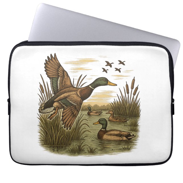 Retro-Flying-Mallard-Ank-Jakt Laptop Fodral (Framsidan)