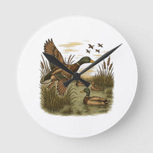 Retro-Flying-Mallard-Ank-Jakt Rund Klocka