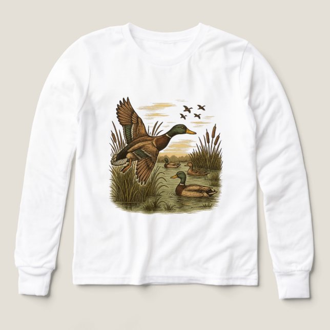 Retro-Flying-Mallard-Anka-Jakt T Shirt (Design framsida)