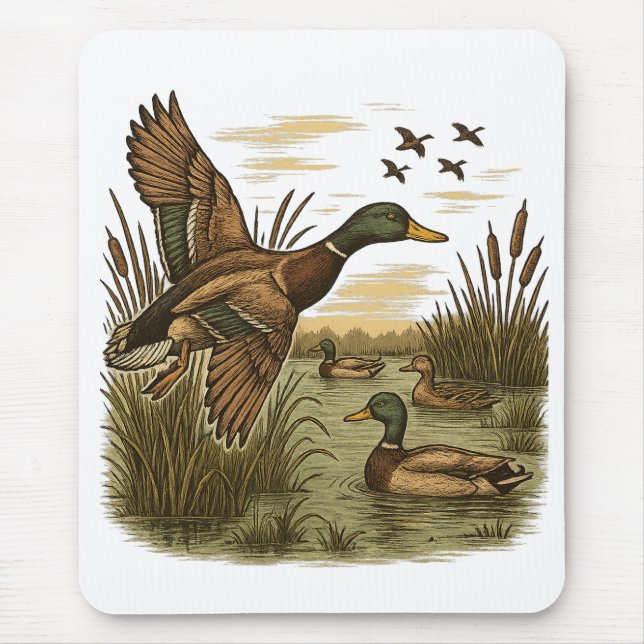 Retro-Flying-Mallard-Duck-Hunting Musmatta (Framsidan)