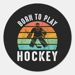 Retro Född För Att Spela Hockey Vintersport Ishock Runt Klistermärke
