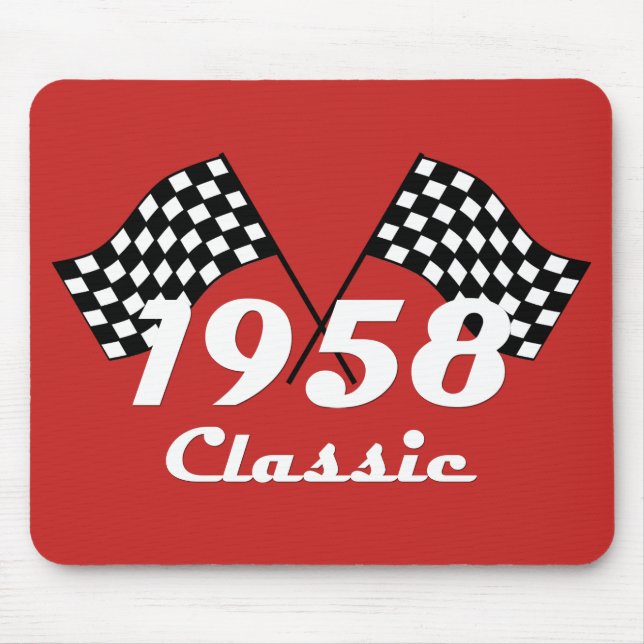 Retro födelsedag 1958 Klassisk Rutig Tävlingsflagg Musmatta (Framsidan)