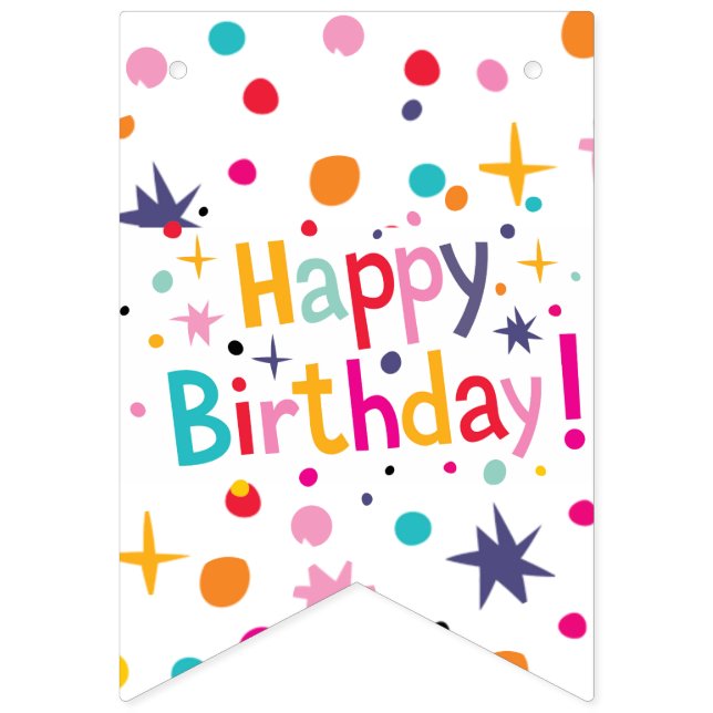 Retro Födelsedag Konfetti Girlang Flaggor (Första flaggan)