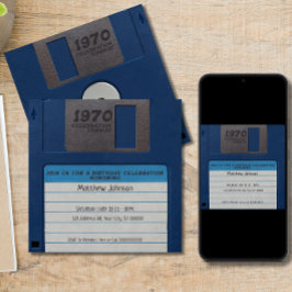 Retro-Födelsedagsfest, diskett Inbjudningar