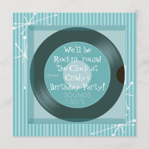 Retro födelsedagsfest för 50-tal inbjudningar