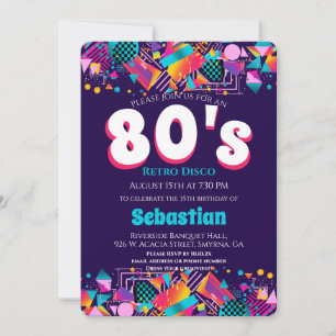 Retro-Födelsedagsfest på 80 sekunder Inbjudningar