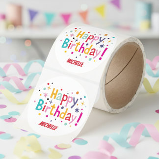 Retro Födelsedagskonfetti-dekaler Runt Klistermärke