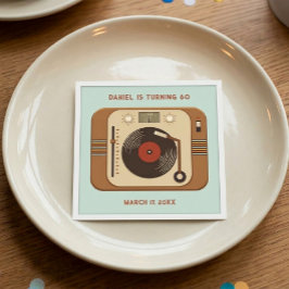 Retro födelsedagsservetter med vinylskivor pappersservett