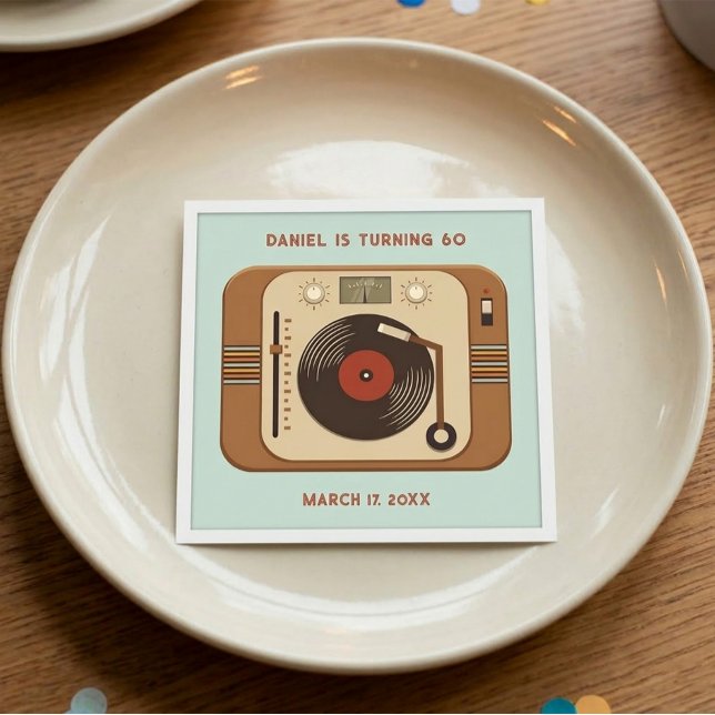 Retro födelsedagsservetter med vinylskivor pappersservett (Skapare uppladdad)