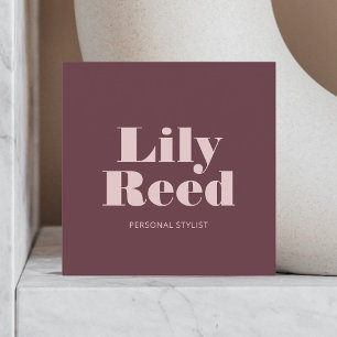 Retro Fold Minimalist Mauve Fyrkantigt Visitkort