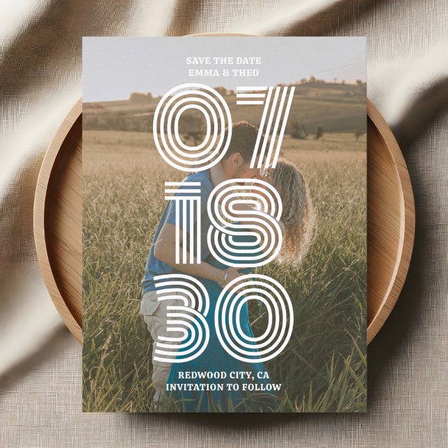 Retro Fold Photo Bröllop spara datum Vykort (Skapare uppladdad)