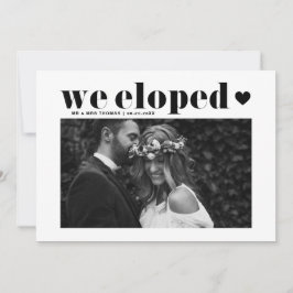 Retro Fold Typography Black Bröllop Elopement Meddelande