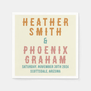 Retro Fold Typography Bright Personligt bröllp Pappersservett