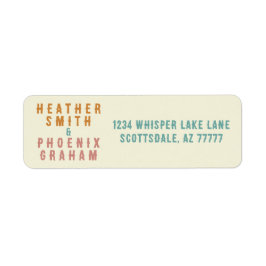 Retro Fold Typography Bright Personligt bröllp Returadress Etikett