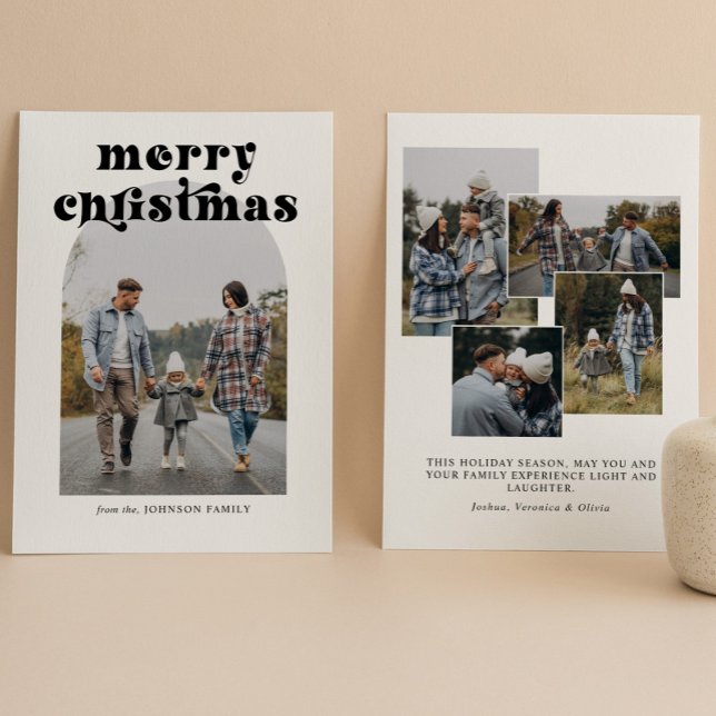 Retro Fold Typography-julfotfoto Julkort (Skapare uppladdad)