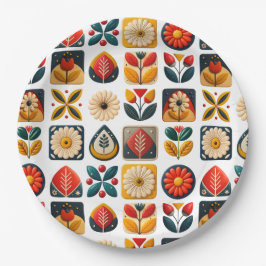 Retro Folk Blommigt Mosaic Party Charm