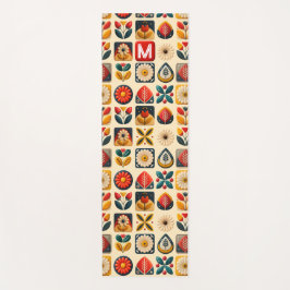 Retro Folk Blommigt Yoga Design
