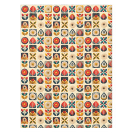 Retro Folk-Blommönster i Warm Vintage Färg