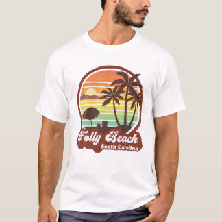 Retro Folly Beach South Carolina SC Souvenir Trave T Shirt