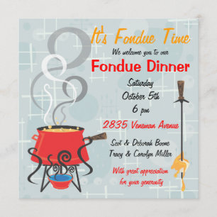 Retro Fondue Party-inbjudan Inbjudningar