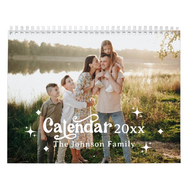 Retro Font Anpassningsbar Personlig 2025 Family Ph Kalender (Omslag)