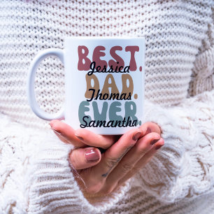 Retro Font Best Pappa Unds Namn Fars dag Kaffemugg