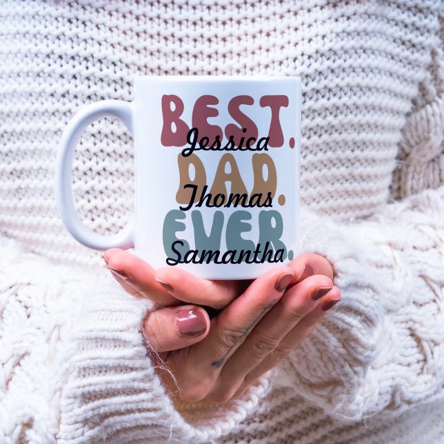 Retro Font Best Pappa Unds Namn Fars dag Kaffemugg (Skapare uppladdad)