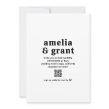Retro Font Black and White QR Code Modern Bröllop