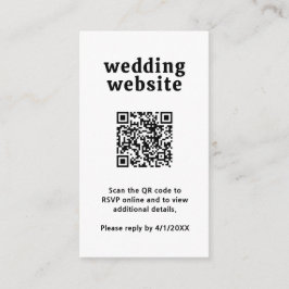 Retro Font Black and White QR Code Modern Bröllop Tilläggskort