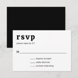 Retro Font Black och White Modern Bröllop OSA Kort