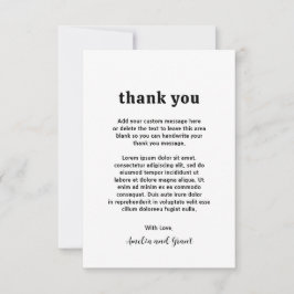 Retro Font Black och White Modern Bröllop Tack Kort