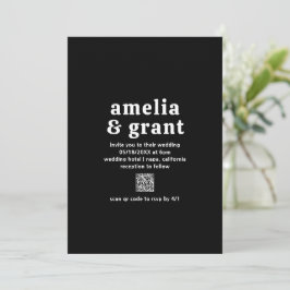 Retro Font Black QR-kod Modern Bröllop Inbjudningar